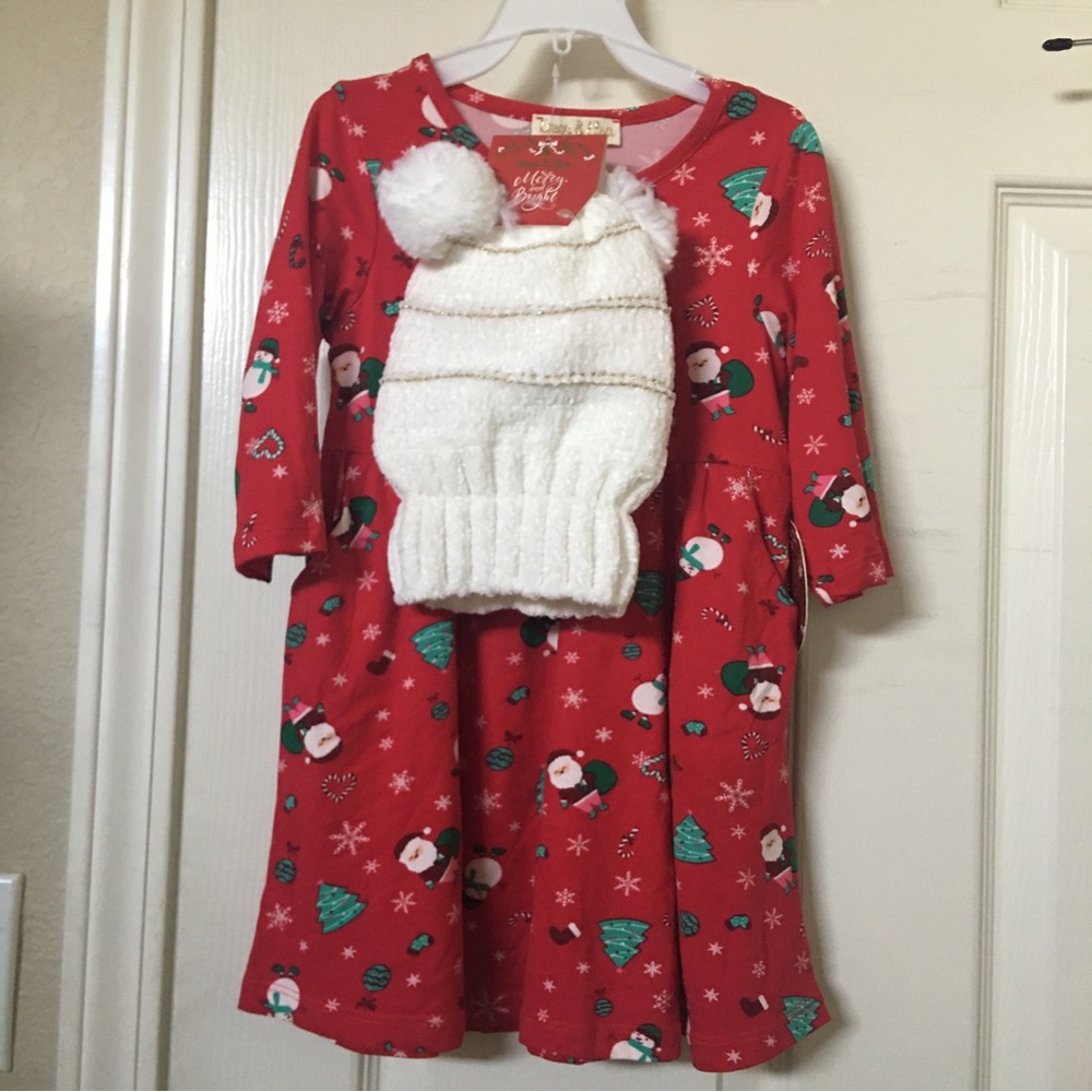 Emma & Elsa Holiday Christmas Snowman Red Dress with Hat size 4T